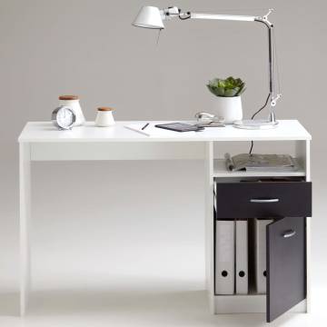 FMD Desk with Drawer - Modern White & Black Office Desk