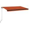 Manual Retractable Awning with LED - 450x350 cm Orange/Brown