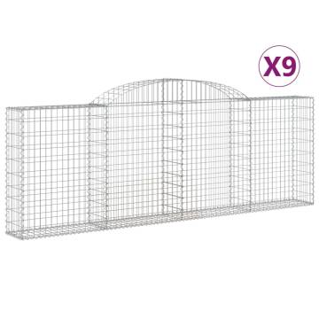 Arched Gabion Baskets 9 pcs - Durable Garden Barriers