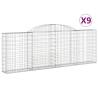 Arched Gabion Baskets 9 pcs - Durable Garden Barriers