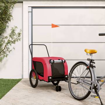 Pet Bike Trailer - Red & Black Oxford Fabric, Iron Frame