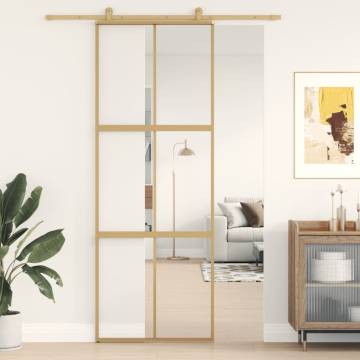 Sliding Door Gold 76x205 cm with Clear ESG Glass & Aluminium