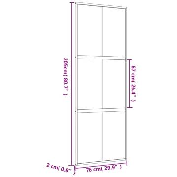 Sliding Door Gold 76x205 cm with Clear ESG Glass & Aluminium