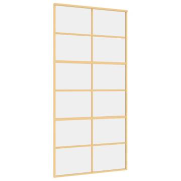 Sliding Door Gold 102.5x205 cm - Clear ESG Glass & Aluminium