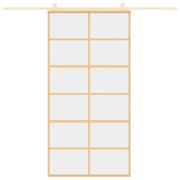 Sliding Door Gold 102.5x205 cm - Clear ESG Glass & Aluminium