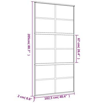 Sliding Door Gold 102.5x205 cm - Clear ESG Glass & Aluminium