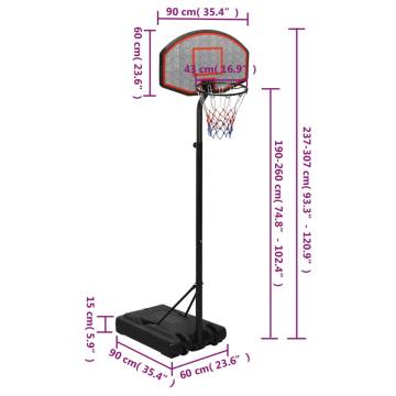 Adjustable Basketball Stand Black 237-307 cm - Durable & Portable