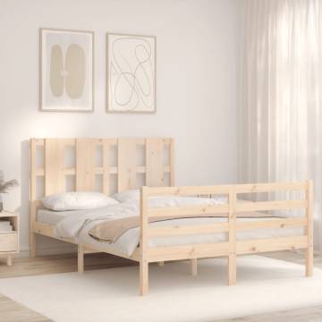 Bed Frame with Headboard 120x200 cm - Solid Wood Design