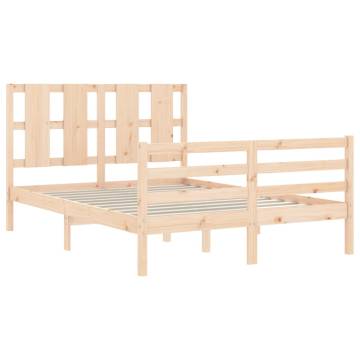 Bed Frame with Headboard 120x200 cm - Solid Wood Design