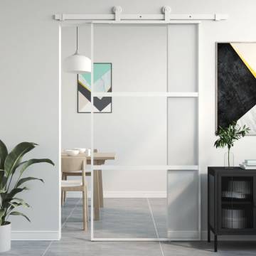 Sliding Door White 102.5x205 cm - Tempered Glass & Aluminium