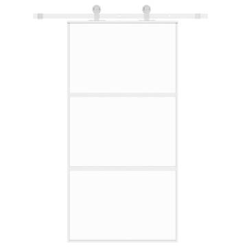 Sliding Door White 102.5x205 cm - Tempered Glass & Aluminium