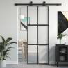 Sliding Door Black 76x205 cm Tempered Glass and Aluminium Colour black & transparent & matt Size 76 x 205 cm Quantity in Package 1 Pattern 3x2 grids 