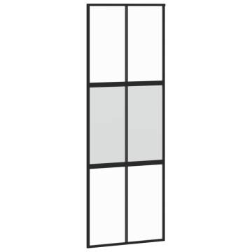 Sliding Door Black 76x205 cm | Tempered Glass & Aluminium