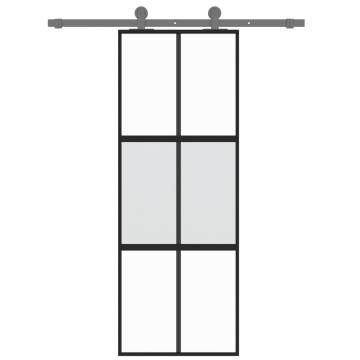 Sliding Door Black 76x205 cm | Tempered Glass & Aluminium