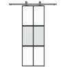 Sliding Door Black 76x205 cm | Tempered Glass & Aluminium