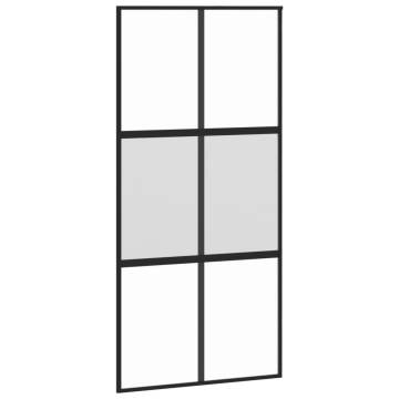 Black Sliding Door 102.5x205 cm - Tempered Glass & Aluminium