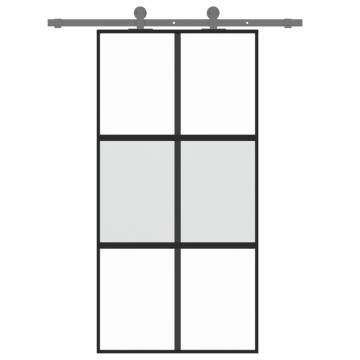 Black Sliding Door 102.5x205 cm - Tempered Glass & Aluminium