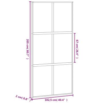 Black Sliding Door 102.5x205 cm - Tempered Glass & Aluminium