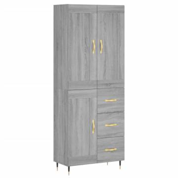 Stylish Highboard Grey Sonoma - 69.5x34x180 cm Engineered Wood