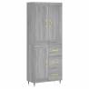 Stylish Highboard Grey Sonoma - 69.5x34x180 cm Engineered Wood