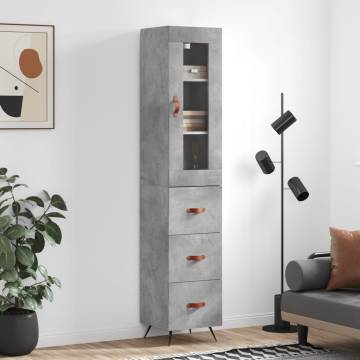 Elegant Highboard in Concrete Grey - 34.5x34x180 cm