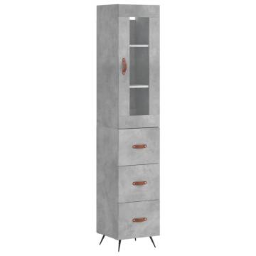 Elegant Highboard in Concrete Grey - 34.5x34x180 cm