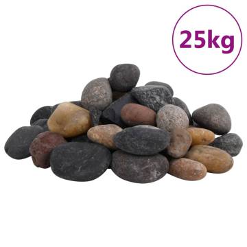 Polished Pebbles 25kg Mixed Colour 5-8cm for Aquariums & Decor