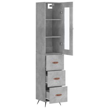 Elegant Highboard in Concrete Grey - 34.5x34x180 cm