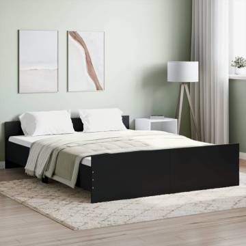 Black Bed Frame with Headboard & Footboard - 140x200 cm