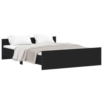 Black Bed Frame with Headboard & Footboard - 140x200 cm