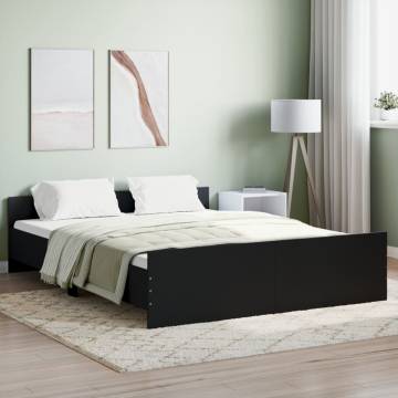 Black Bed Frame with Headboard & Footboard - 160x200 cm | Hipomarket