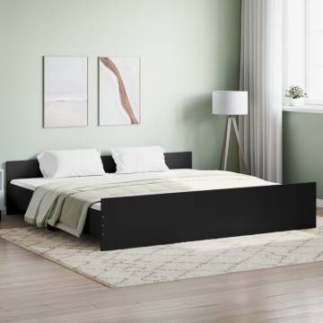 Stylish Black Bed Frame with Headboard & Footboard - Super King 180x20