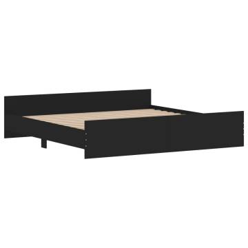 Stylish Black Bed Frame with Headboard & Footboard - Super King 180x20