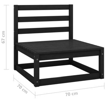 Garden Middle Sofas - 2 pcs Black Solid Wood Pine | HipoMarket