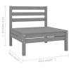 4 Piece Garden Lounge Set - Solid Pinewood Grey Furniture