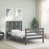 Bed Frame with Headboard Grey 90x200 cm Solid Wood Colour grey Size 90 x 200 cm 