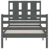 Solid Wood Grey Bed Frame with Headboard 90x200 cm