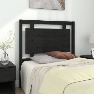 Stylish Black Bed Headboard - Solid Pine Wood 95.5x4x100 cm