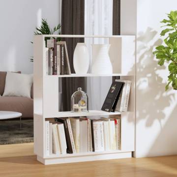 Book Cabinet & Room Divider - White Solid Pine 80x25x101 cm