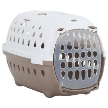 Durable Pet Transport Box - White & Brown | 50x34.5x32 cm