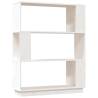 Book Cabinet & Room Divider - White Solid Pine 80x25x101 cm