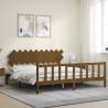 Honey Brown Solid Wood Bed Frame with Headboard - 200x200 cm