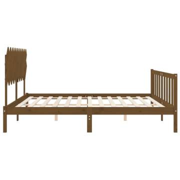 Honey Brown Solid Wood Bed Frame with Headboard - 200x200 cm