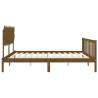 Honey Brown Solid Wood Bed Frame with Headboard - 200x200 cm