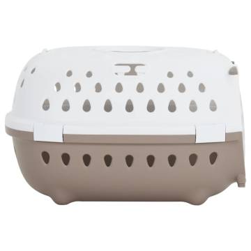 Durable Pet Transport Box - White & Brown | 50x34.5x32 cm