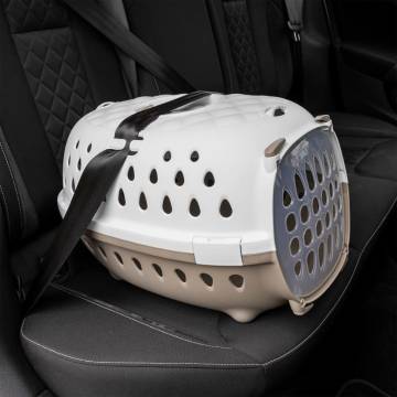 Durable Pet Transport Box - White & Brown | 50x34.5x32 cm