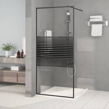 Walk-in Shower Wall Black 90x195 cm - Clear ESG Glass