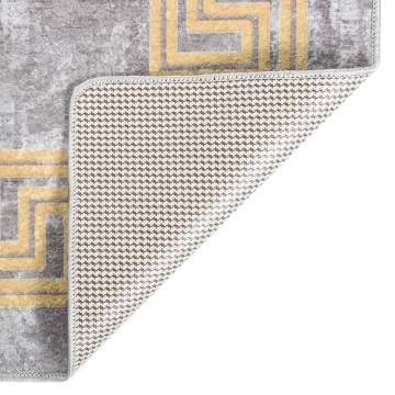 Washable Grey and Gold Rug 150x230 cm | Anti Slip & Stylish