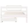 Kids Bed Frame with Drawers - White Solid Pine 90x190 cm