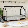 Kids Bed Frame Black 80x200 cm Solid Wood Pine Colour black Size 80 x 200 cm 